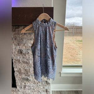 Lauren Conrad light blue lace halter top XS